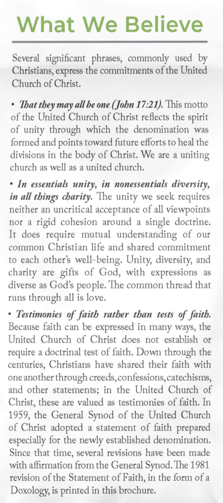 Who We Are, What We Believe | Pack of 100 Brochures