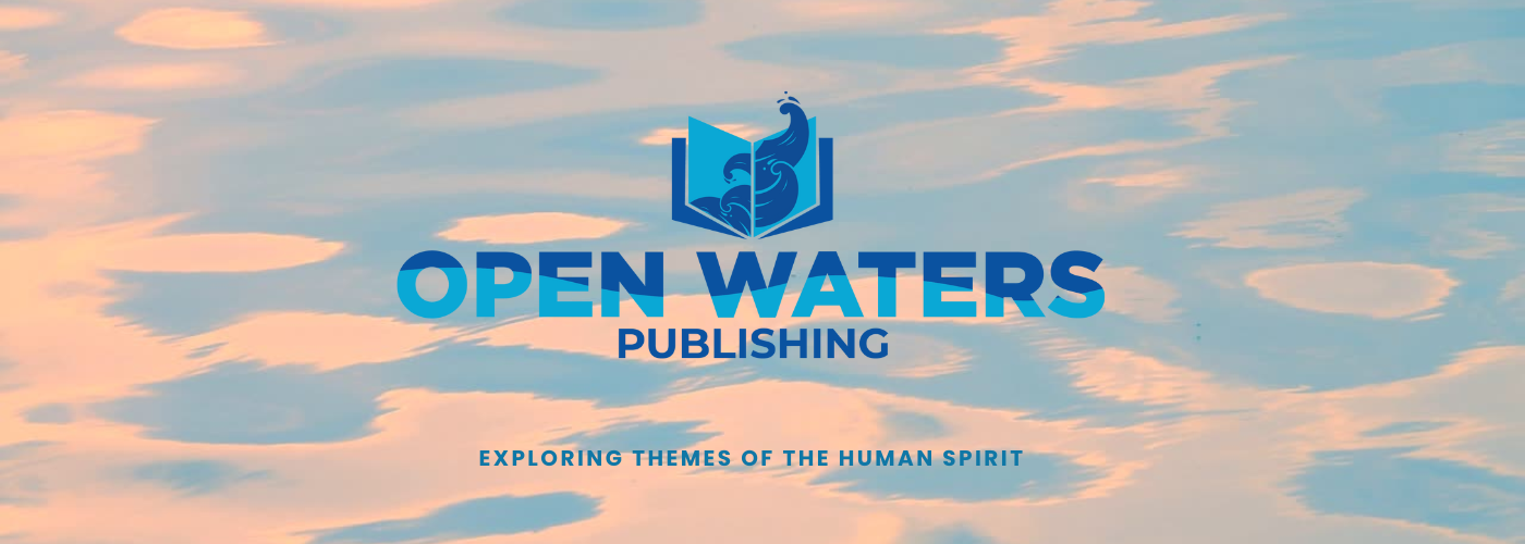 Open Waters Publishing logo with a stylized book on water background